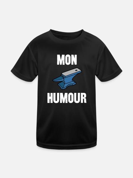 mon humour - T-shirt sport Enfant - noir - Devant