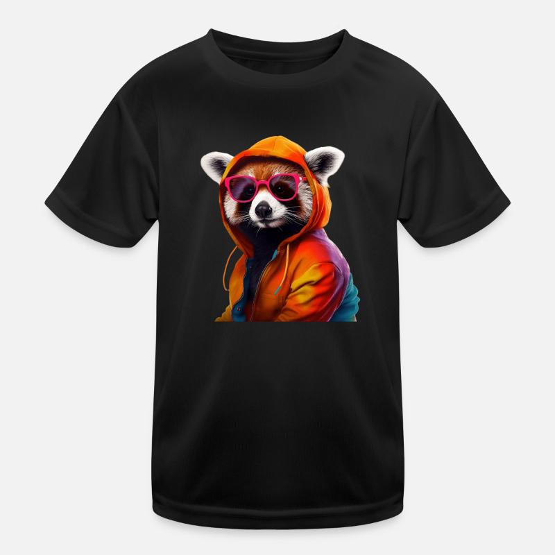 Roter Panda Katzenbär Red Panda Sonnenbrille - Kinder Funktions-T-Shirt - Schwarz