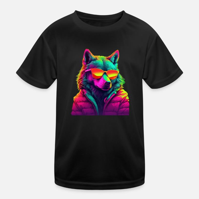 Wolf with Sunglasses Wolves Predator Nature Forest Kids Functional T-Shirt