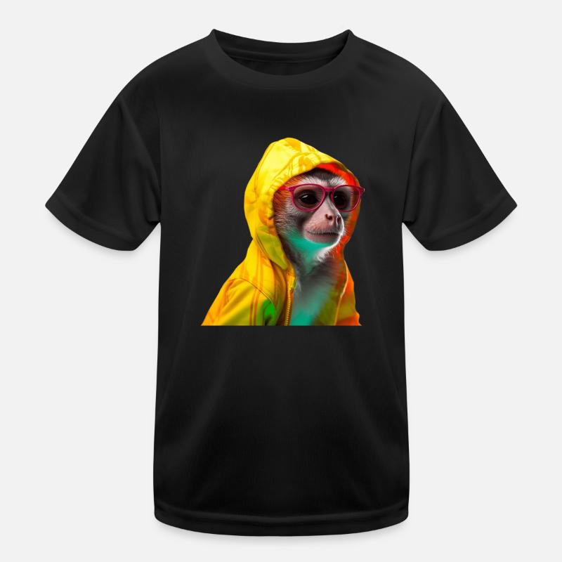 Totenkopfäffchen mit Sonnenbrille Bunt Coole Affen Kinder Funktions-T-Shirt