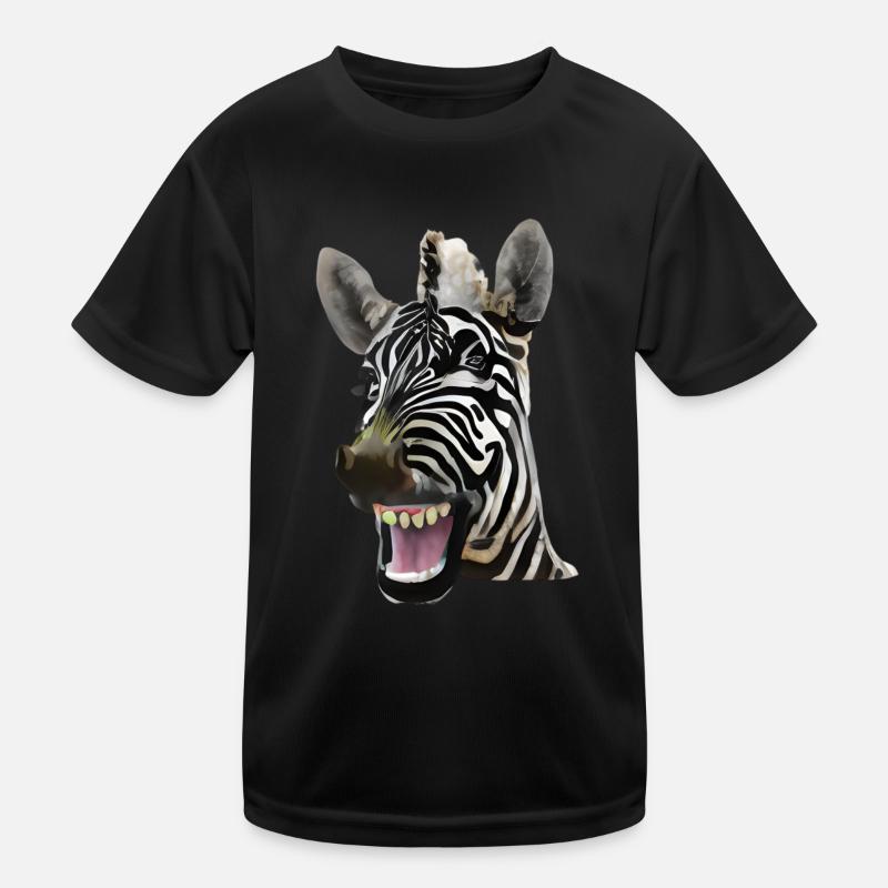 Breit grinsendes Zebra Kinder Funktions-T-Shirt