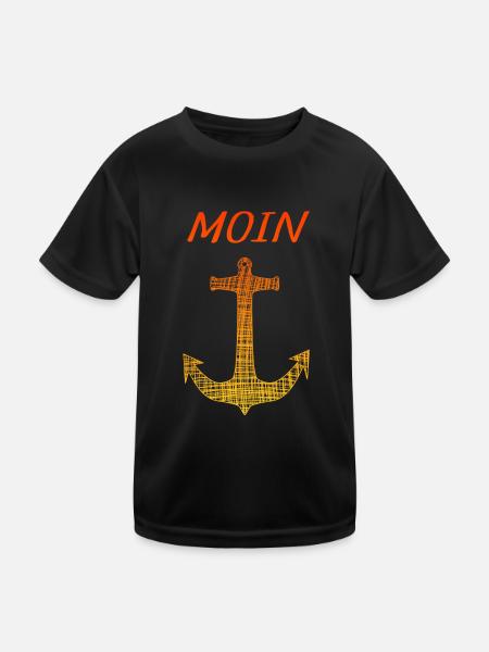 Moin - Kinder Funktions-T-Shirt - Schwarz - Vorne