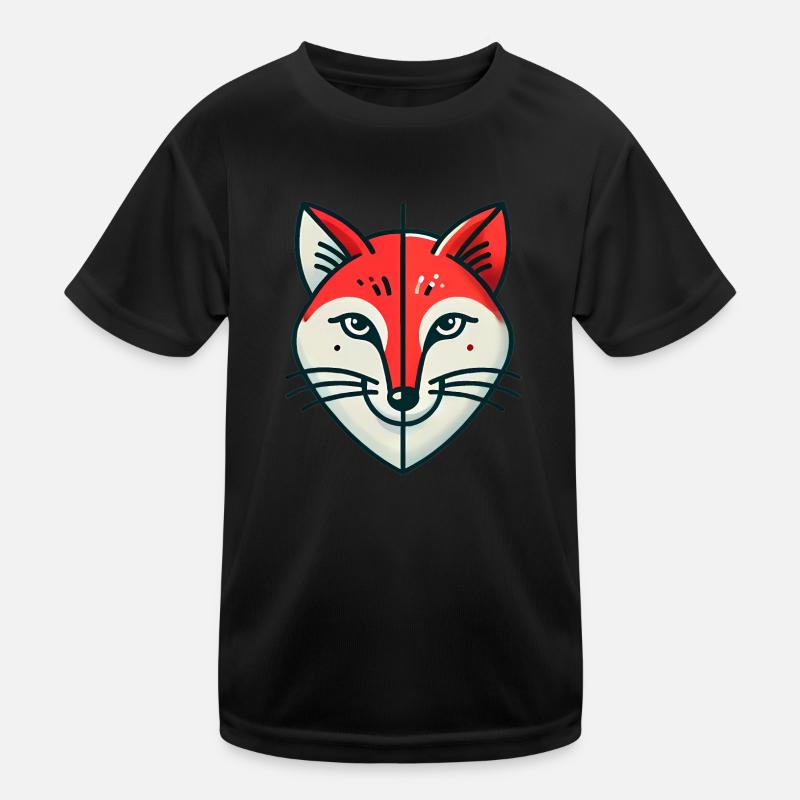 Geometric Split Fox Illustration Kids Functional T-Shirt