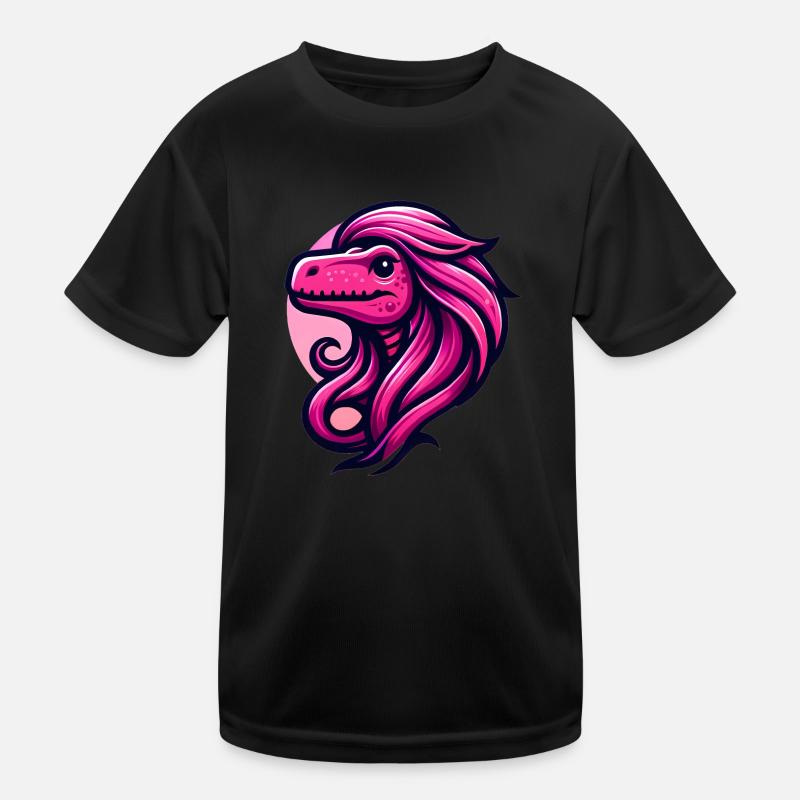 Dino Diva mit rosa Glam Haar Kinder Funktions-T-Shirt