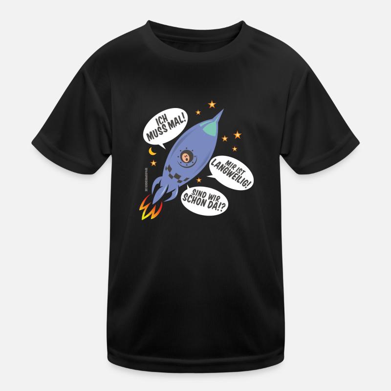 Astronaut in Rakete - Kinder Funktions-T-Shirt - Schwarz