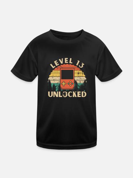 Level 13 freigeschaltet - Kinder Funktions-T-Shirt - Schwarz - Vorne