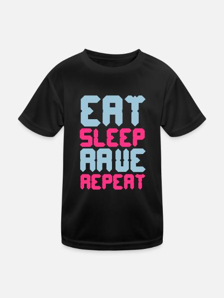 Eat Sleep Rave Repeat - Kids Functional T-Shirt - black - Front