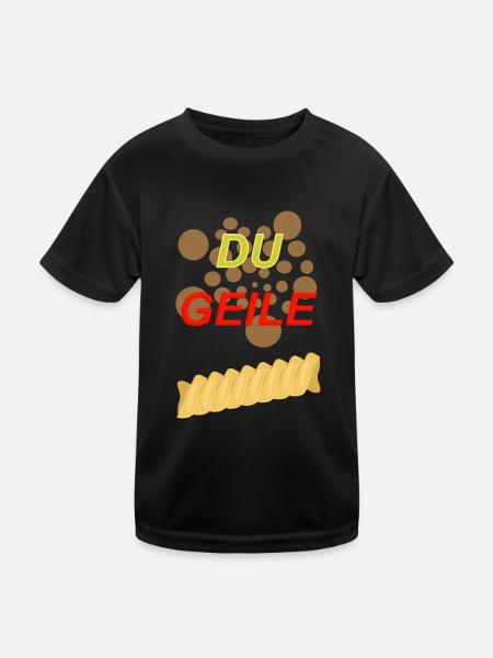 Du Gelb Glitzerkette Blasenmuster - Kinder Funktions-T-Shirt - Schwarz