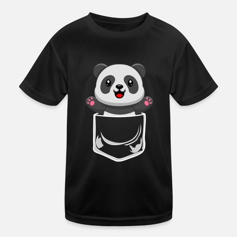 Panda Bär in Brusttasche Hemdtasche Pocket Kinder Funktions-T-Shirt
