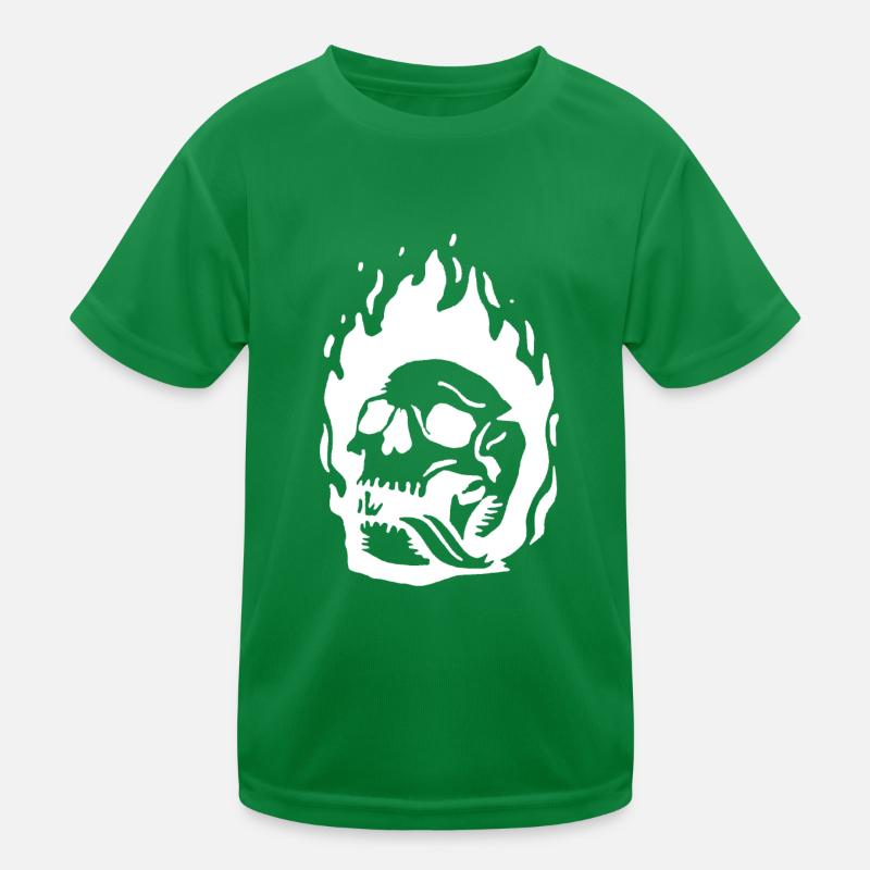 Brennender Schädel Kinder Funktions-T-Shirt