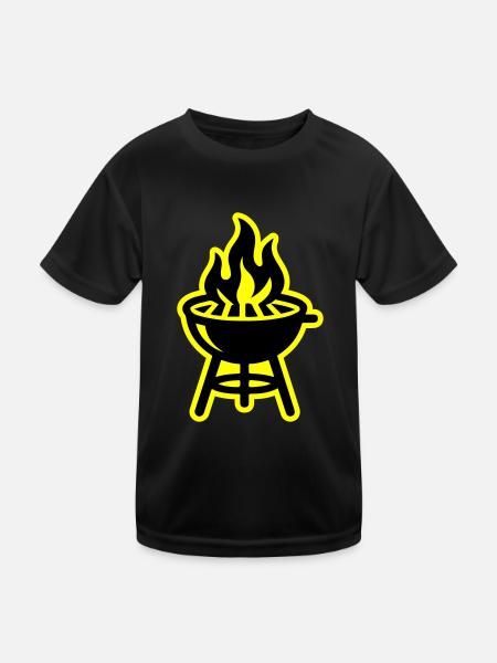 Grill Symbol Fire - Kids Functional T-Shirt - black - Front