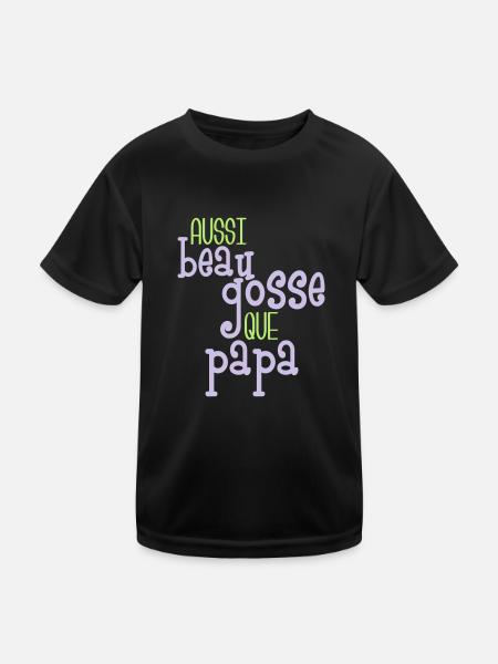 Aussi beau gosse que papa - Kids Functional T-Shirt - black - Front