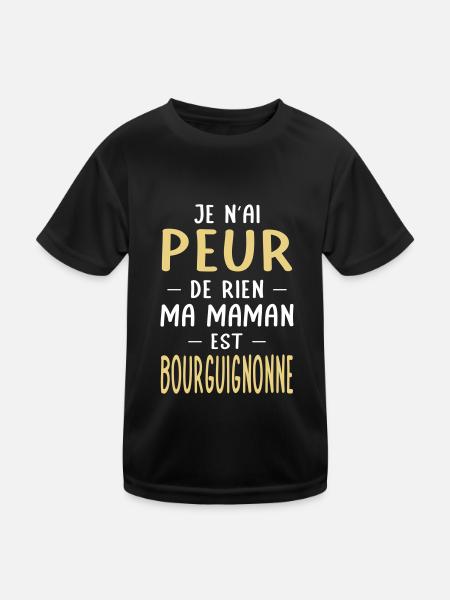 Je n'ai peur de rien ma maman est Bourguignonne - T-shirt sport Enfant - noir - Devant