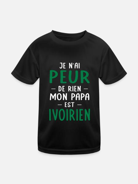 Je n'ai peur de rien mon papa est Ivoirien - T-shirt sport Enfant - noir - Devant
