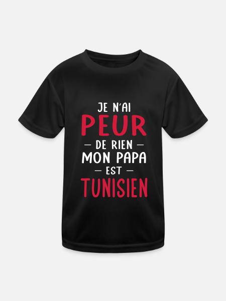 Je n'ai peur de rien mon papa est Tunisien - T-shirt sport Enfant - noir - Devant