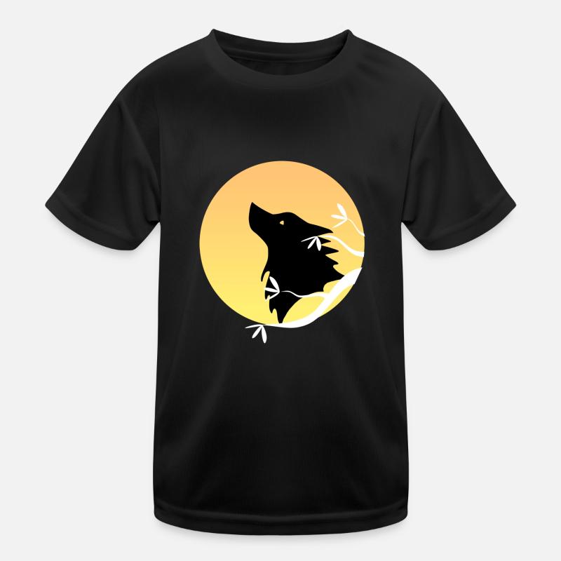 Wolf silhouette - Kids Functional T-Shirt - black