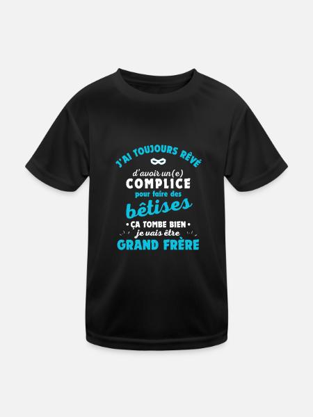 Je vais être grand frère - idée cadeau annonce - T-shirt sport Enfant - noir - Devant