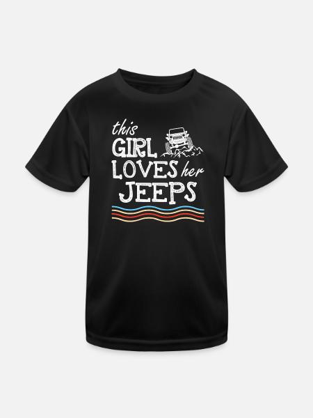 This Girl Loves Her Jeeps - Kids Functional T-Shirt - black - Front