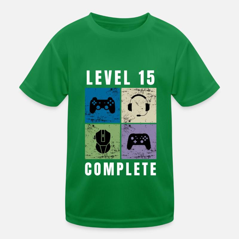 Level 15 Complete Gaming Geschenk Kinder Funktions-T-Shirt