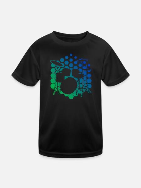 Batteur Hommes Batteur Batterie - T-shirt sport Enfant - noir - Devant