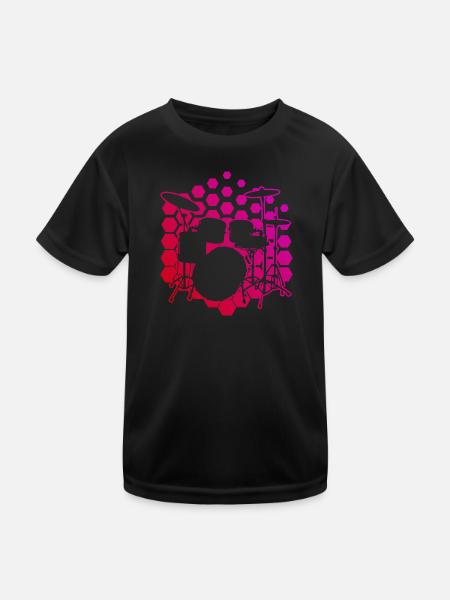 Drums Percussionist Drummer Men - Kids Functional T-Shirt - black - Front
