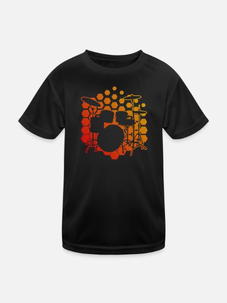 Women's Drums Drumming Drum Kit - Kids Functional T-Shirt - black - Front
