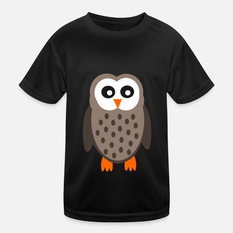 lustige Eule Eulen T-shirt  - Kinder Funktions-T-Shirt - Schwarz