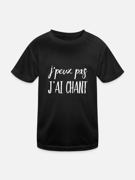 J'peux pas j'ai chant (blanc, deux ligess) - T-shirt sport Enfant - noir - Devant