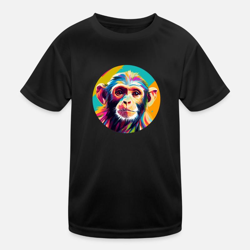 Kapuzineräffchen - Kinder Funktions-T-Shirt - Schwarz