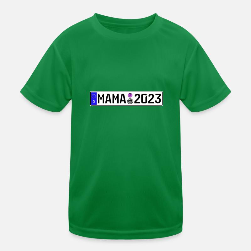 Mama 2023 Mutter werden Nummernschild Kinder Funktions-T-Shirt