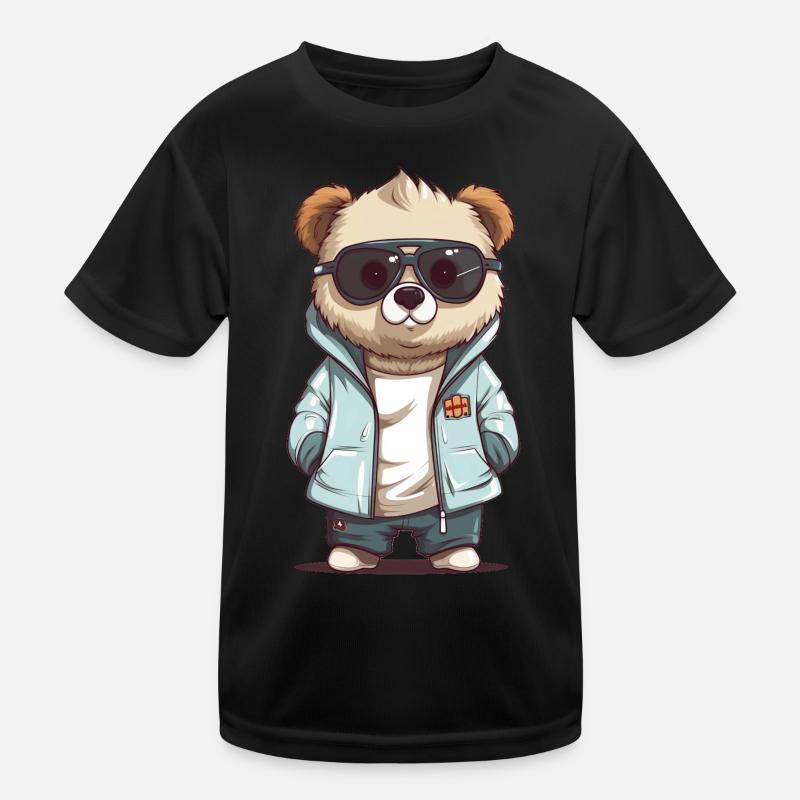 Sunglass Panda in Cool Jacket Kids Functional T-Shirt