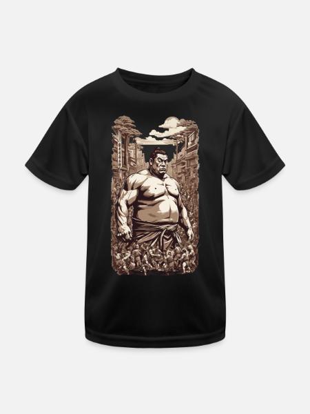 Sumo Rikishi Stolze Stärke Kampfsport Design - Kinder Funktions-T-Shirt - Schwarz