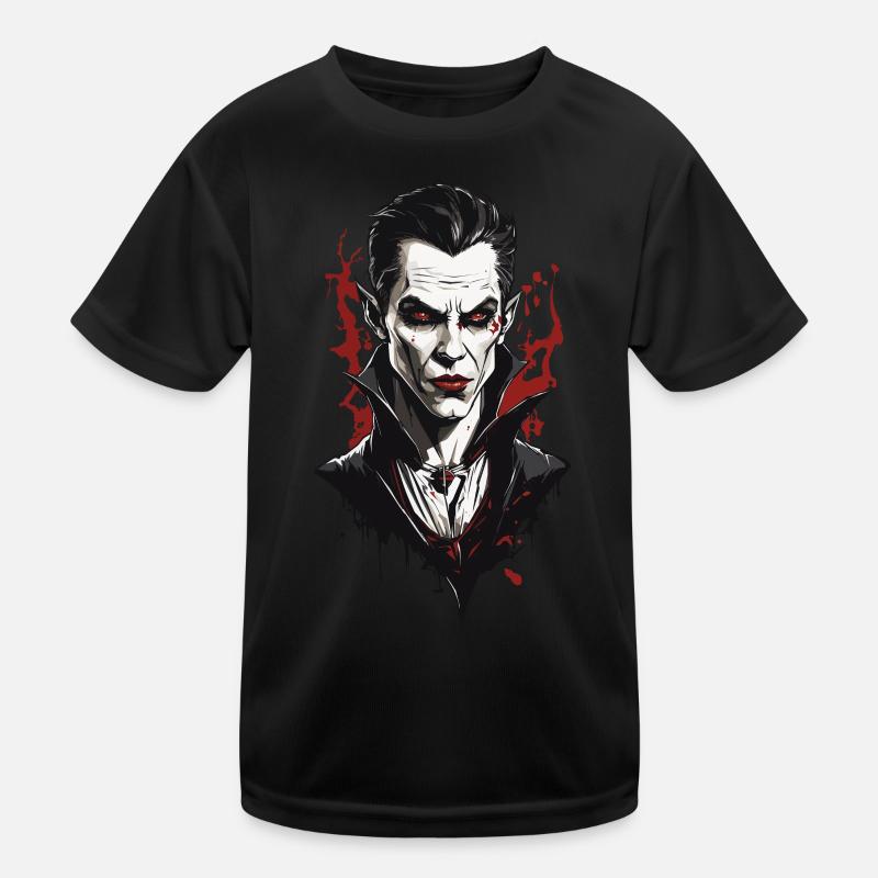 Nostalgic Vampire Halloween Movie Night Design Kids Functional T-Shirt