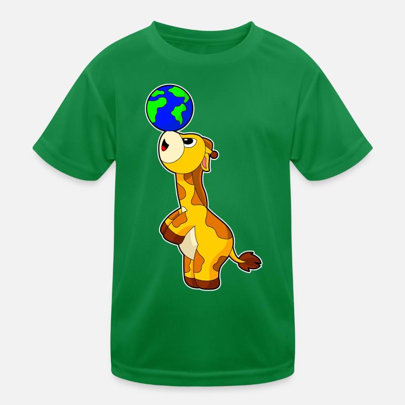 Giraffe Earth Globe Kids Functional T-Shirt