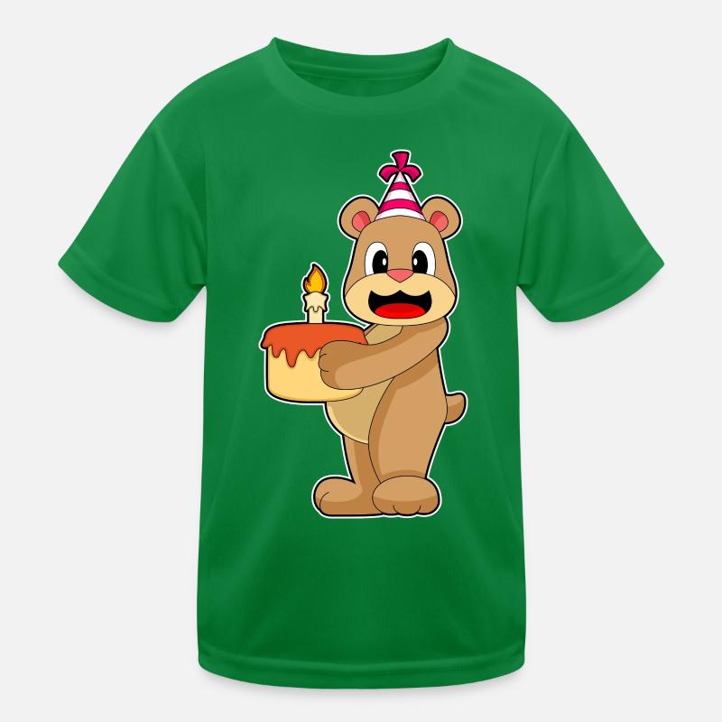 Bear Birthday Cake Kids Functional T-Shirt