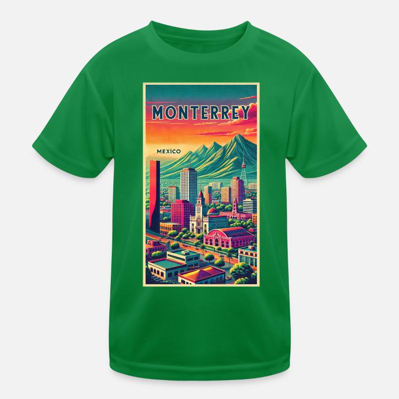 Monterrey Mexico Retro Design Kids Functional T-Shirt
