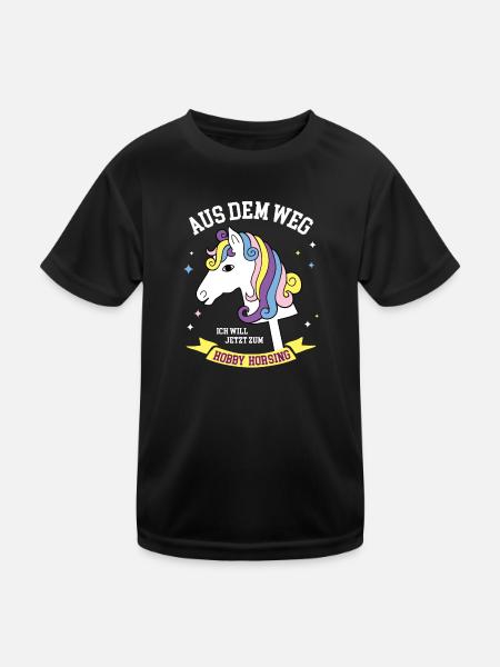Hobby Horse Outfit Training Steckenpferde Horsing - Kinder Funktions-T-Shirt - Schwarz - Vorne