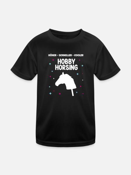 Hobby Horse Steckenpferde Reiter Hobby Horsing - Kinder Funktions-T-Shirt - Schwarz - Vorne