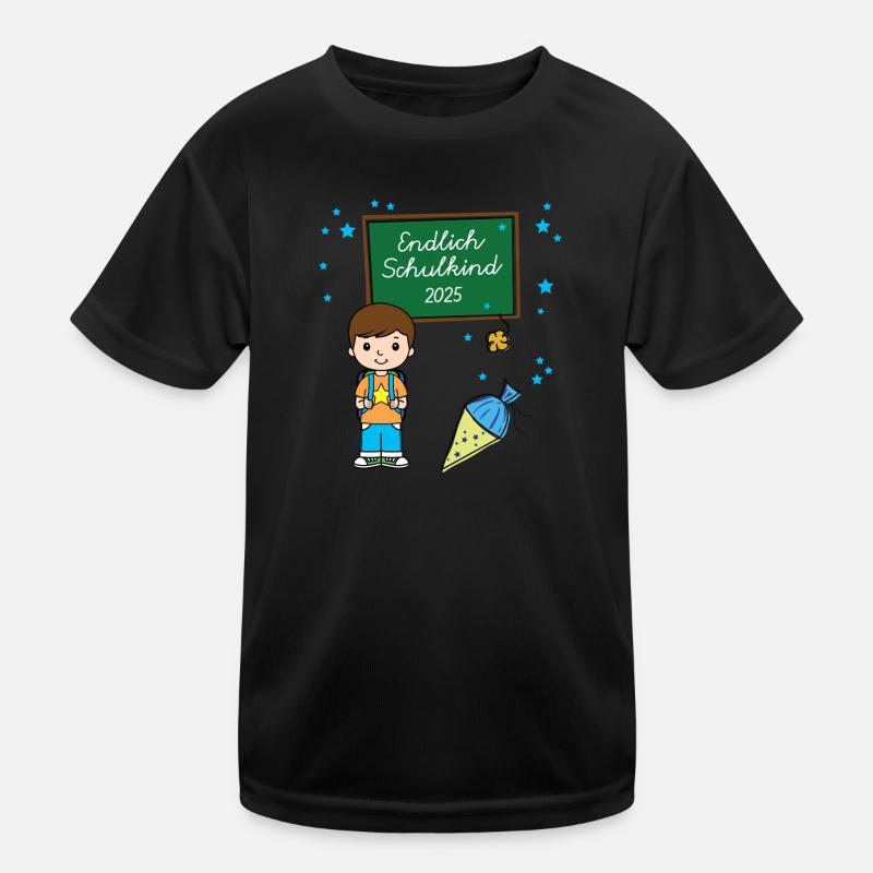 Endlich Schulkind Junge 2025 Einschulung Schule Kinder Funktions-T-Shirt