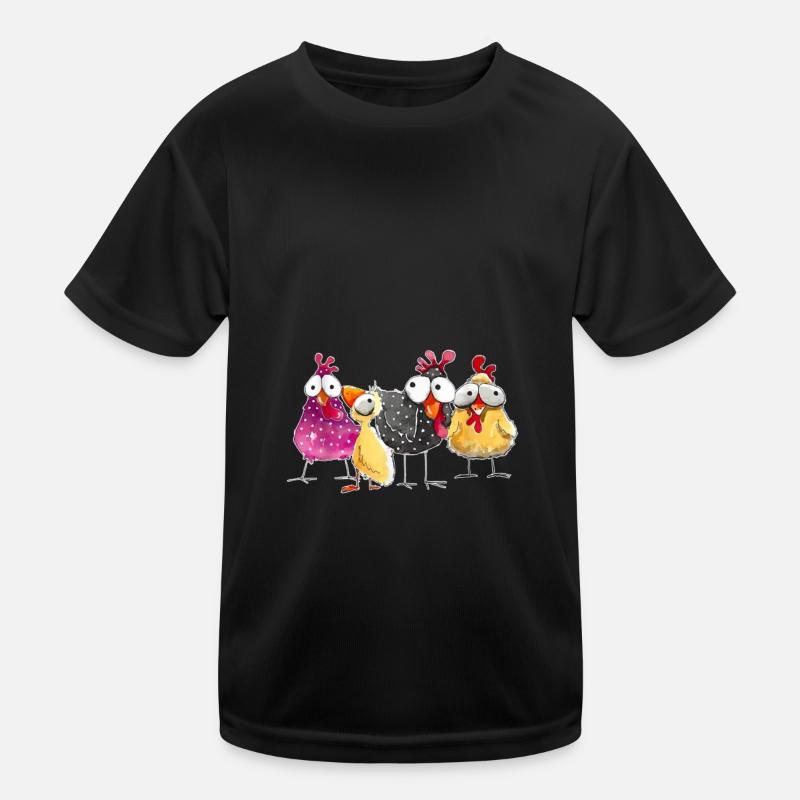 crazy chickens heap and chickens Kids Functional T-Shirt