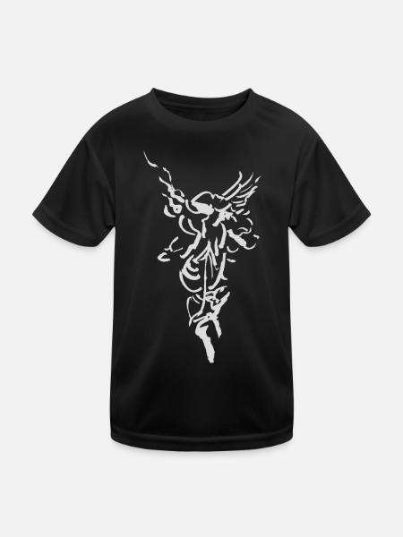 Engel - Kinder Funktions-T-Shirt - Schwarz - Vorne