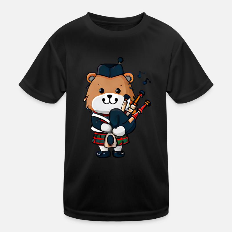 Scottish Bagpipe Bear Kids Functional T-Shirt