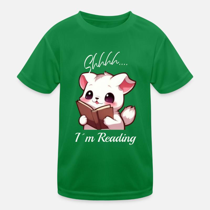 Katze mit Buch Kinder Funktions-T-Shirt
