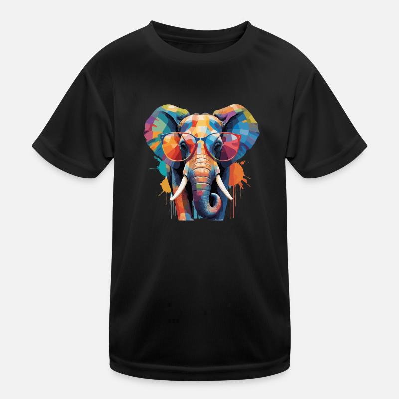 Elefant Cool mit Brille Bunte Savanne Kinder Funktions-T-Shirt