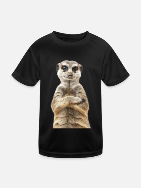 Erdmännchen - Kinder Funktions-T-Shirt - Schwarz