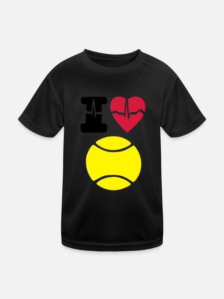 Ich Liebe Tennis - Kinder Funktions-T-Shirt - Schwarz
