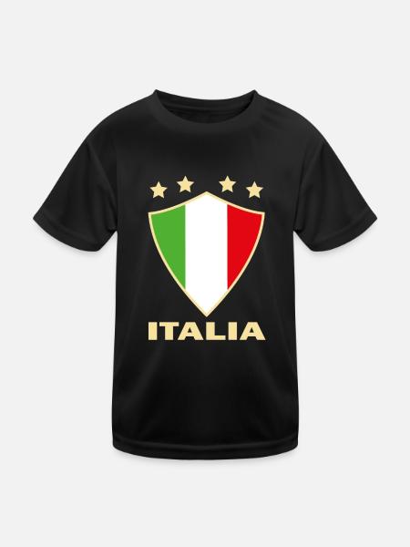 ITALIA 2 - Kinder Funktions-T-Shirt - Schwarz - Vorne