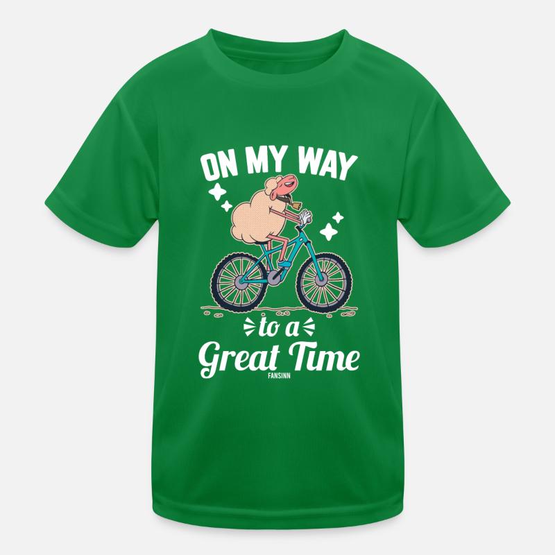 Sheep rides a bicycle Kids Functional T-Shirt