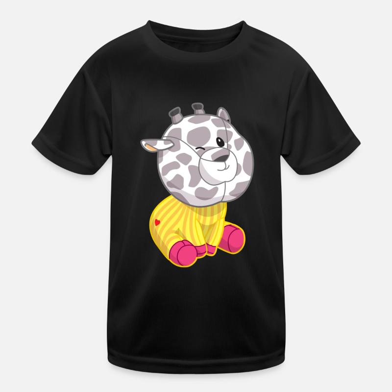 flauschiges Kuscheltier Giraffe mit Herz Punkti Kinder Funktions-T-Shirt