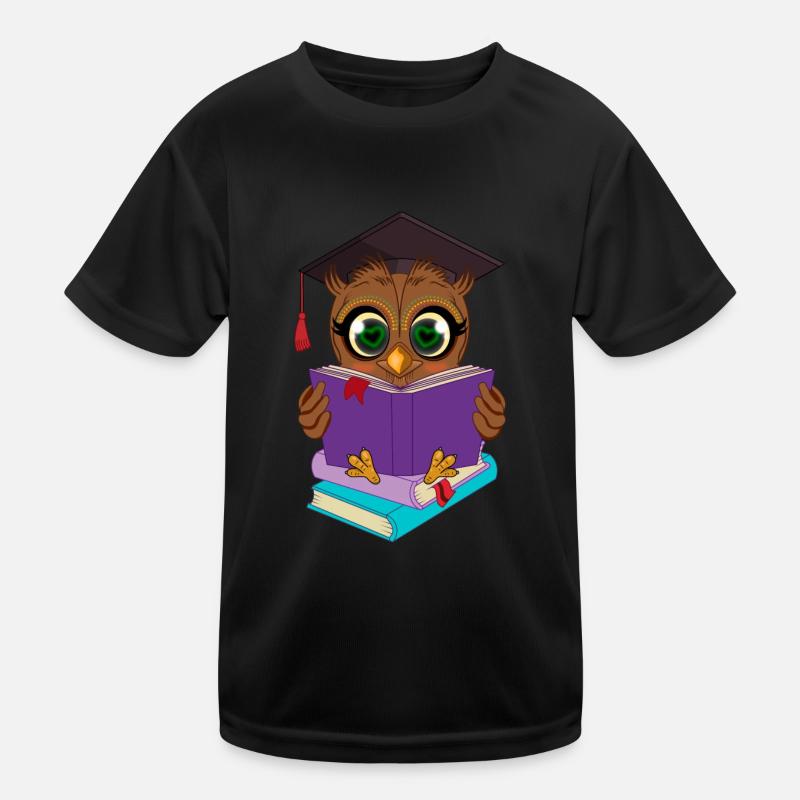 Büchereule Leseeule - Kinder Funktions-T-Shirt - Schwarz